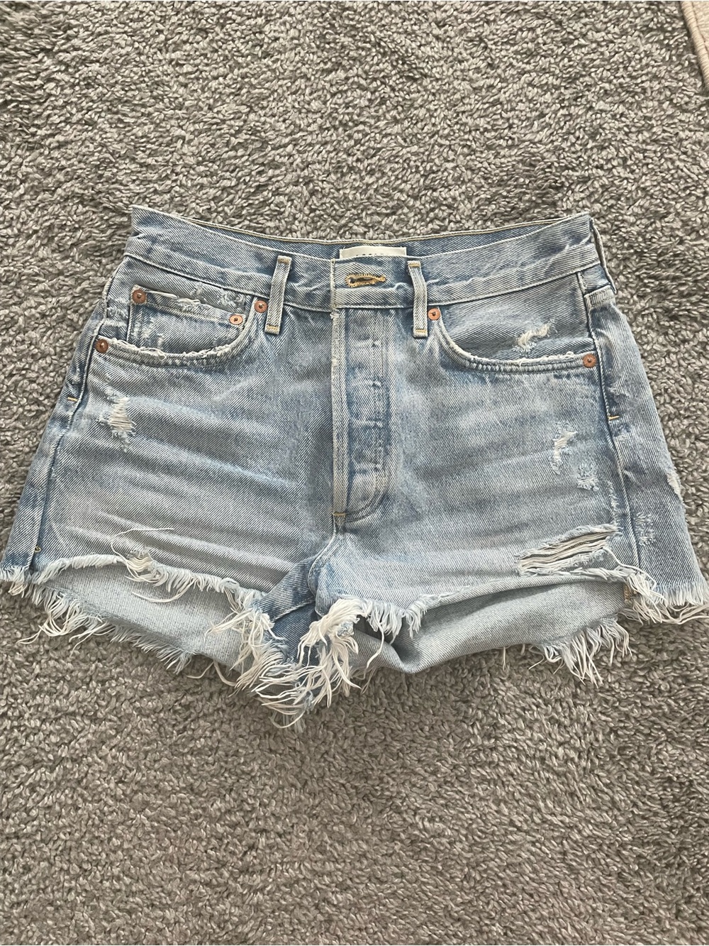 AGOLDE Parker Distressed Denim Shorts (Swapmeet), Size 25